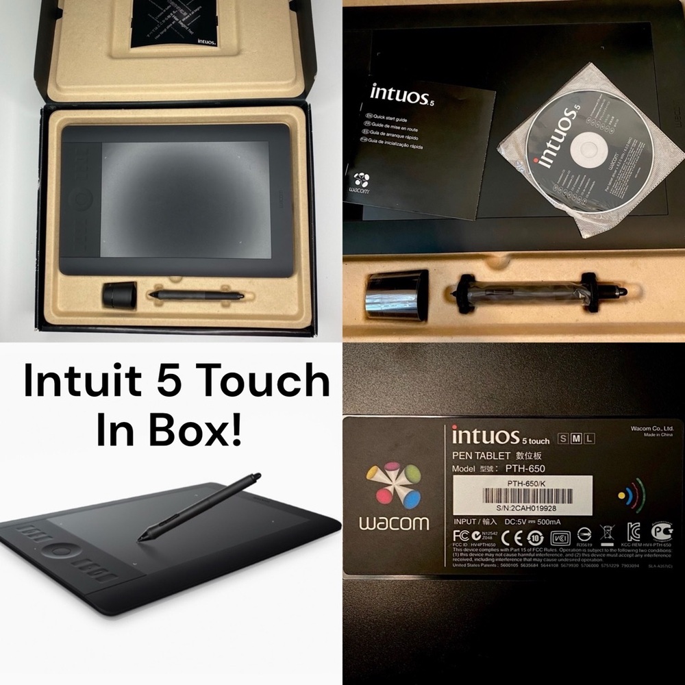 WACOM INTUOS 5 TOUCH MEDIUM PTH-650 Graphic Drawing Pad, Pen, Tips, etc